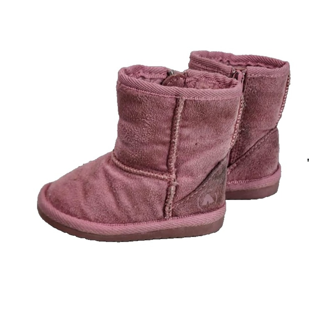 Kids Pink Suede Fleece Lined Winter Boots Size‎ 3